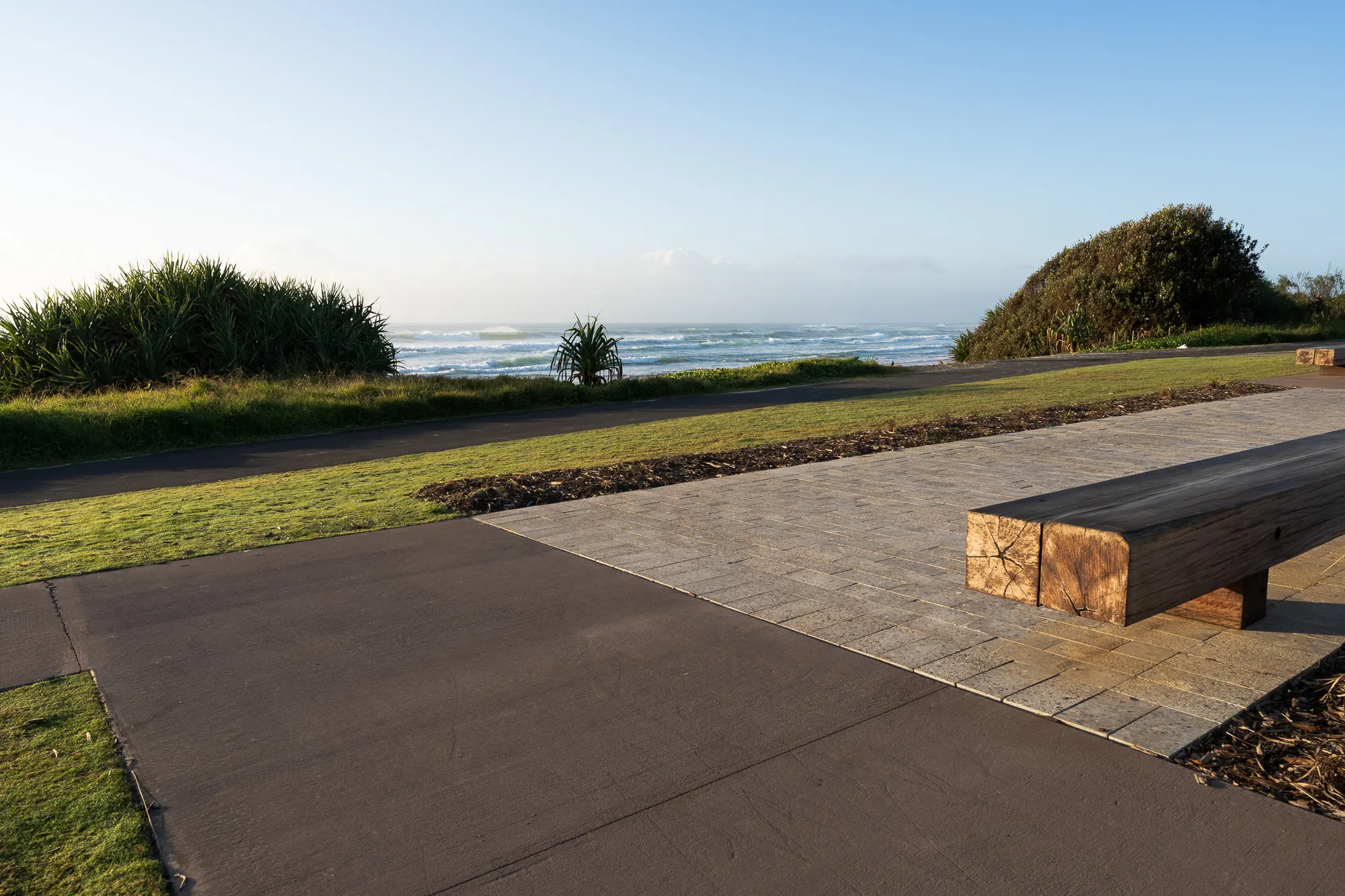 The finished shared path running along the dune to the beach